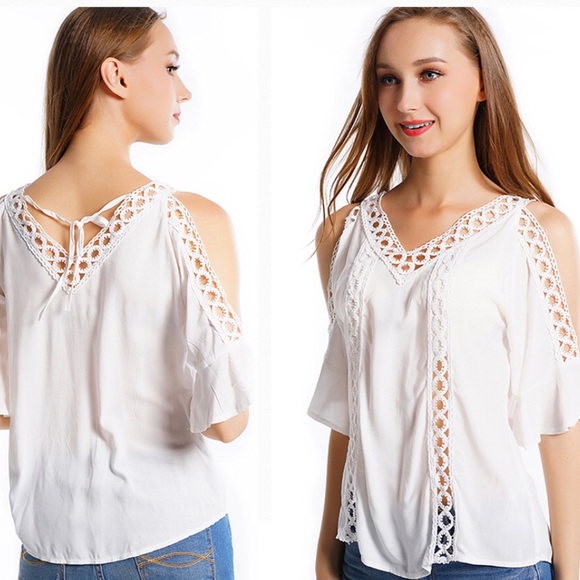 Sweet & Sexy Off-Shoulder V-Neck Summer Beach Top - Picture 2 of 8